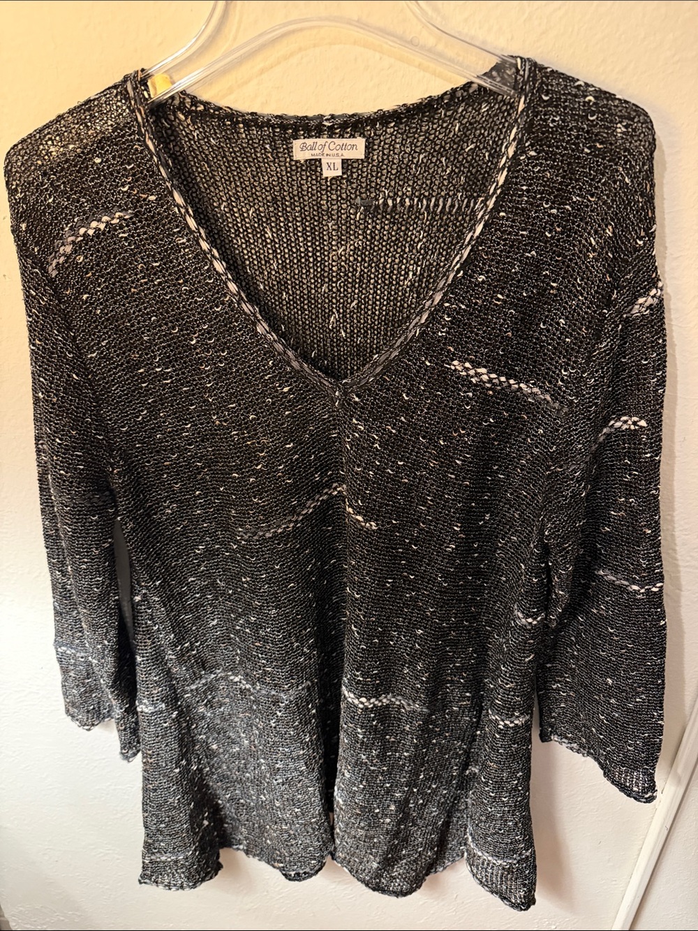 Ball of Cotton Black Speckled V-Neck Sweater